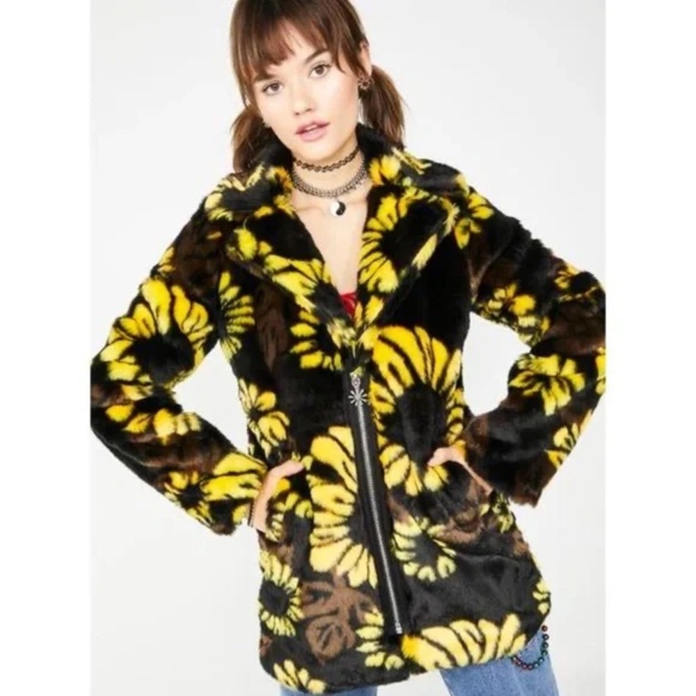 NEW Delia’s sunflower faux fur coat